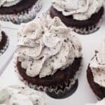 Oreo Buttercream Cupcakes with crushed Oreos.