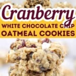 Cranberry White Chocolate Chip Oatmeal Cookies Pin.