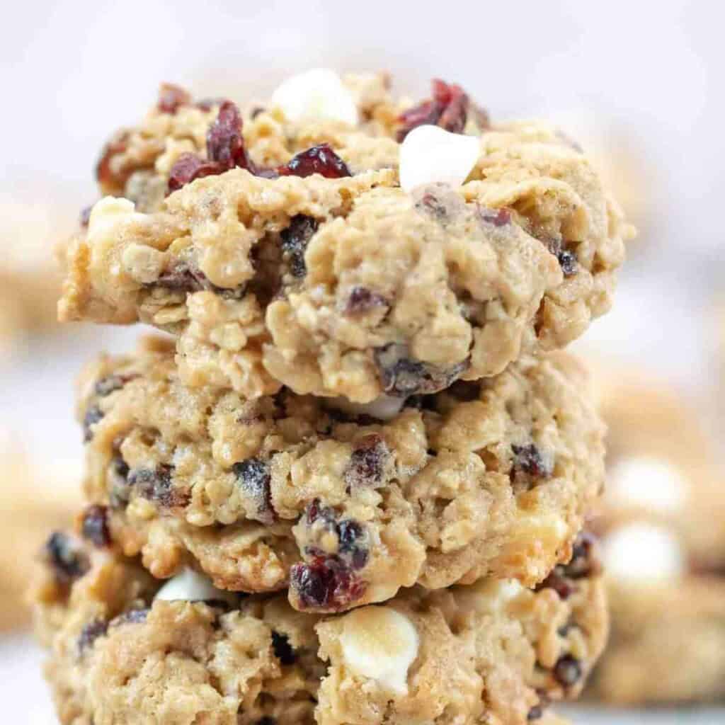 Cranberry White Chocolate Chip Oatmeal Cookies featured image.