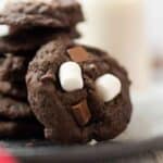 Hot Cocoa kisses on a plate with mini marshmallows.