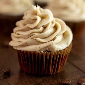 Espresso buttercream frosting on chocolate cupcakes featured image.