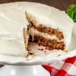 Classic Carrot Cake with Cream Cheese Frosting sliced featured image.