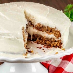 Classic Carrot Cake with Cream Cheese Frosting sliced featured image.