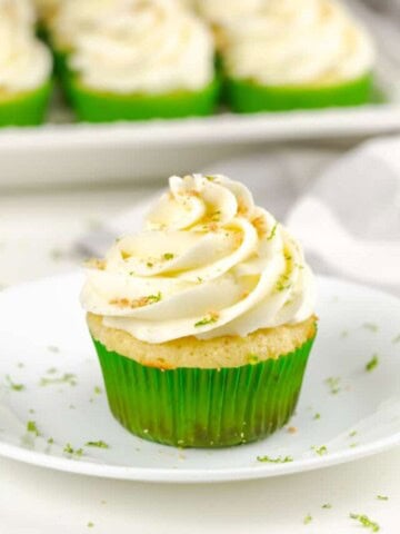 A key lime cupcake with key lime buttercream