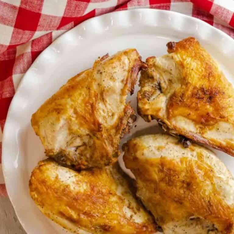 Air Fryer Vinegar Chicken Breasts on white plate.