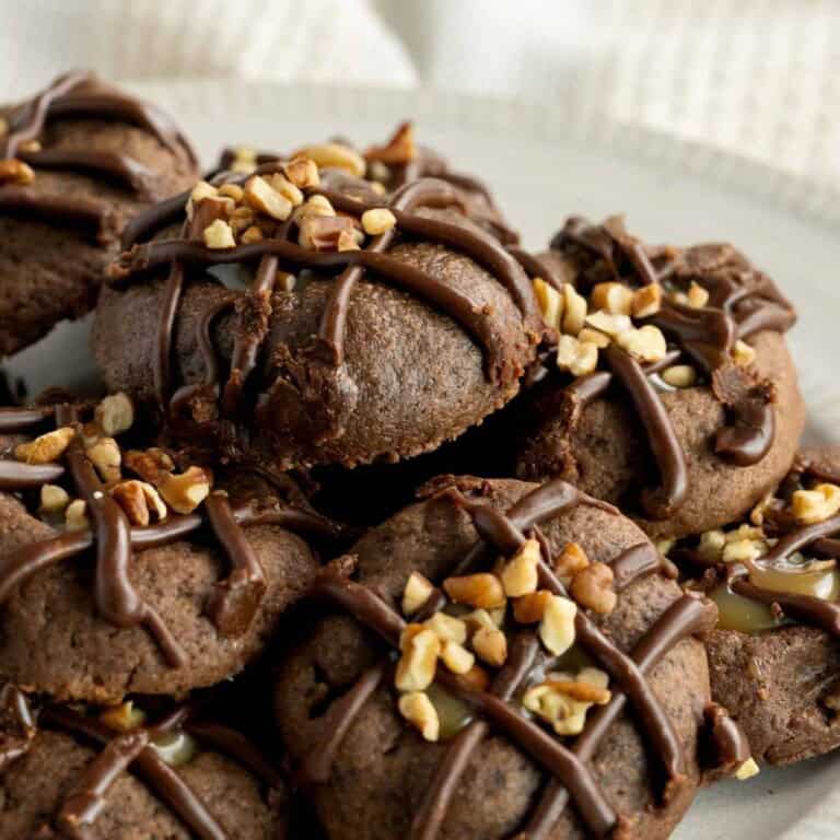 Chocolate Thumbprint Cookies with Salted Caramel Filling