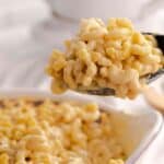 Instant Pot Chick fil A copycat mac and cheese recipe scooped from a bowl.