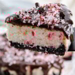 Slice of peppermint cheesecake