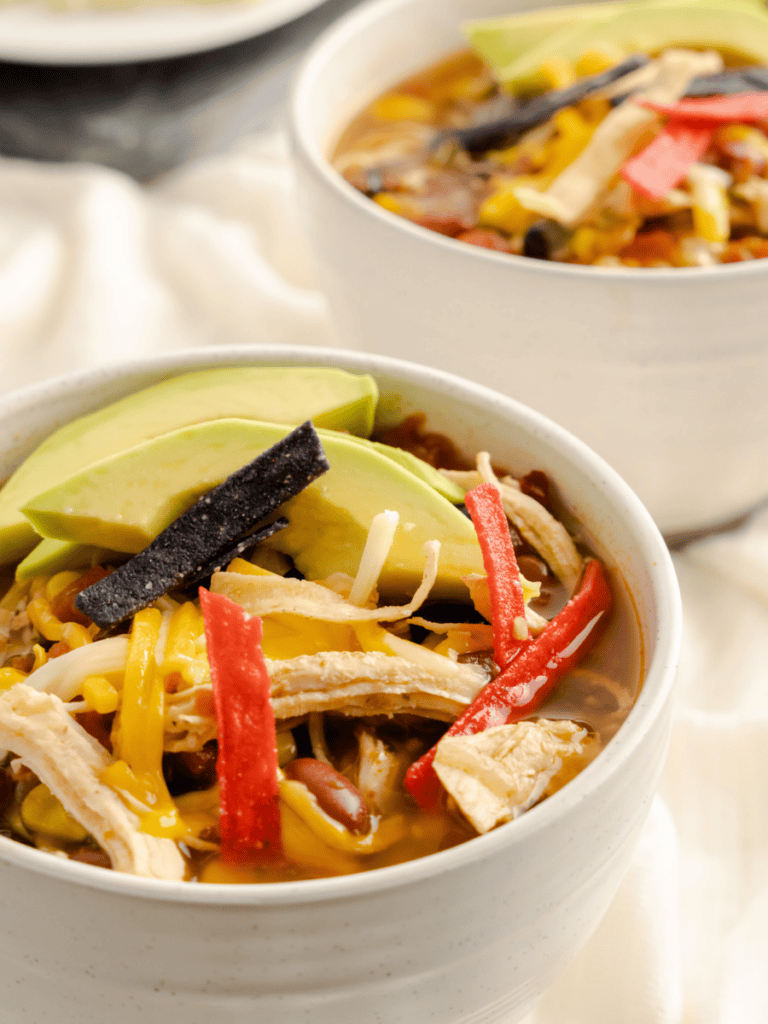 garnished chicken tortilla soup