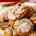 A plate of spice cookies with rum glaze that are dipped and drizzled.