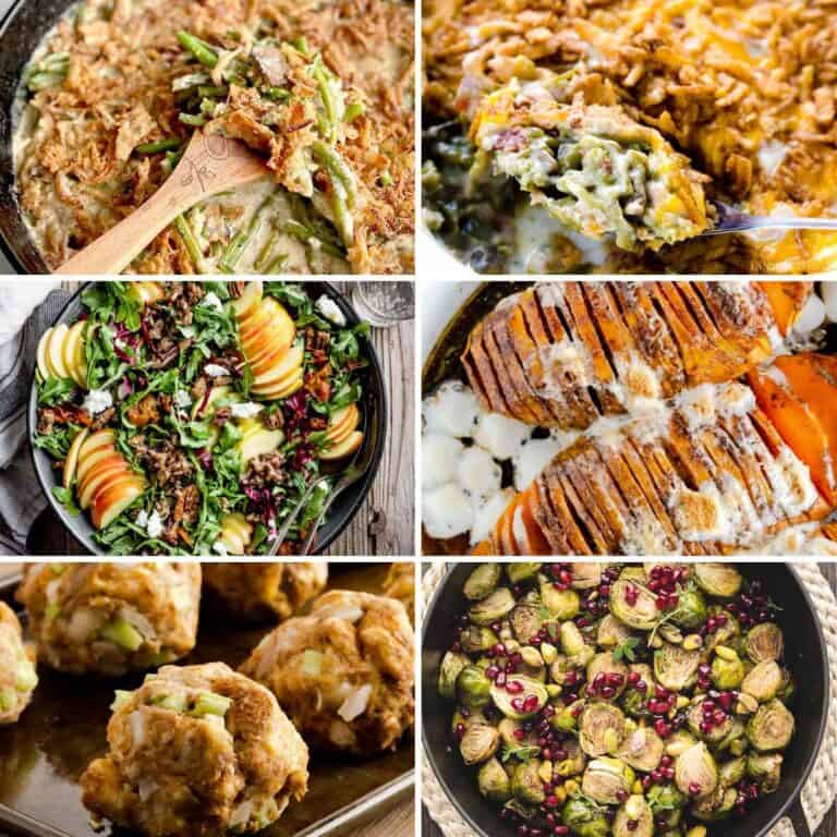 A collage for nine Honey Baked Ham Thanksgiving Sides recipes.