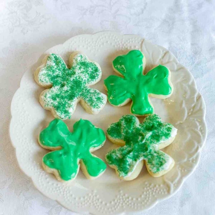 St Patricks Day Cream Cheese Cookies shamrock shaped.