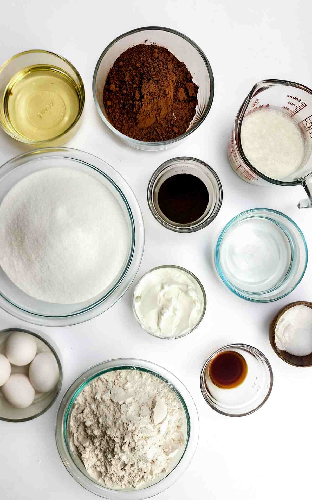 Chocolate Cake ingredients.