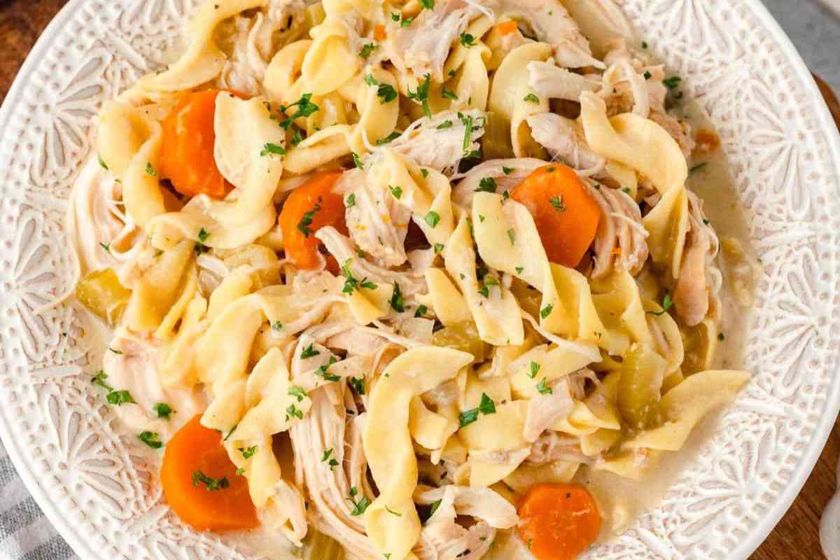 Fall Crockpot Recipes - Slow Cooker Chicken and Noodles - Little Chef within.