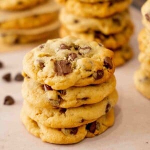 Thick chocolate chip cookies featured image.