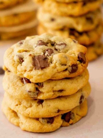 Thick chocolate chip cookies featured image.