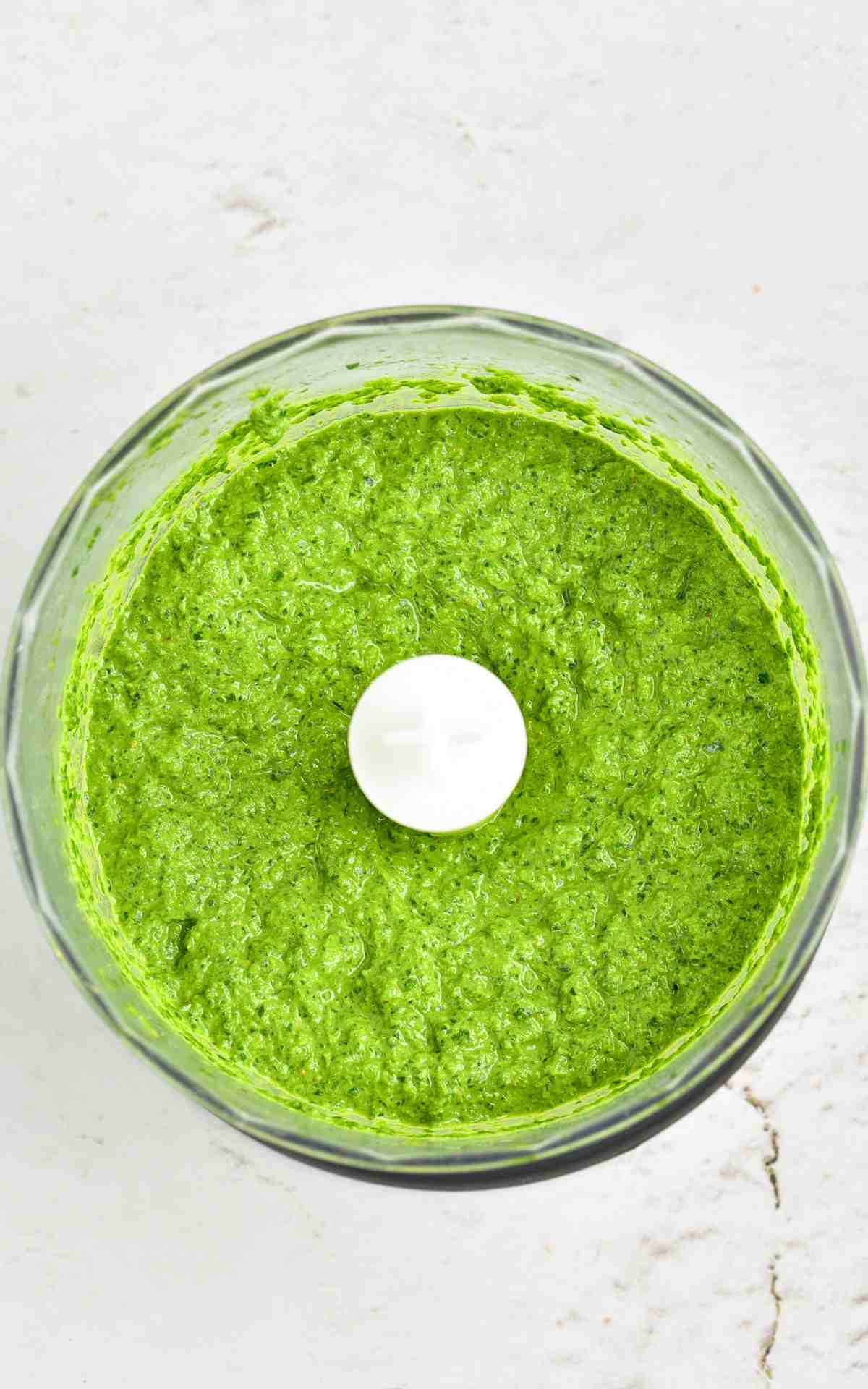 Fresh ingredients in a food processor blended.