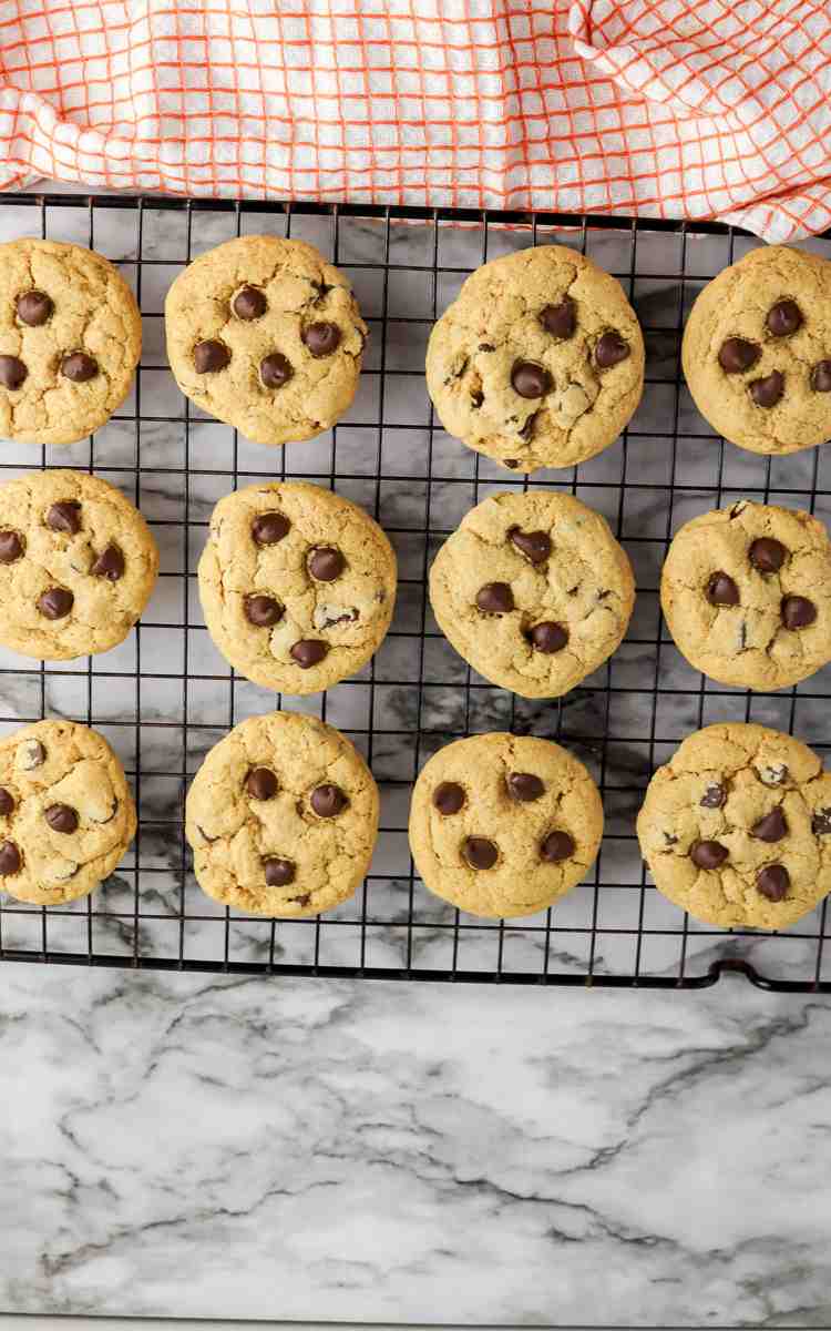A cooling with pumpkin and chocolate chip cookies cooling.
